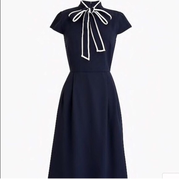 J Crew Tie-Neck Bow Wool Crepe Dress Sz 2 - Picture 2 of 2